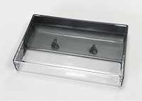 silver back / clear window cassette case