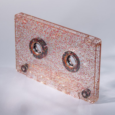 red gold glitter cassette