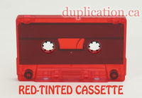 red tinted audio cassette