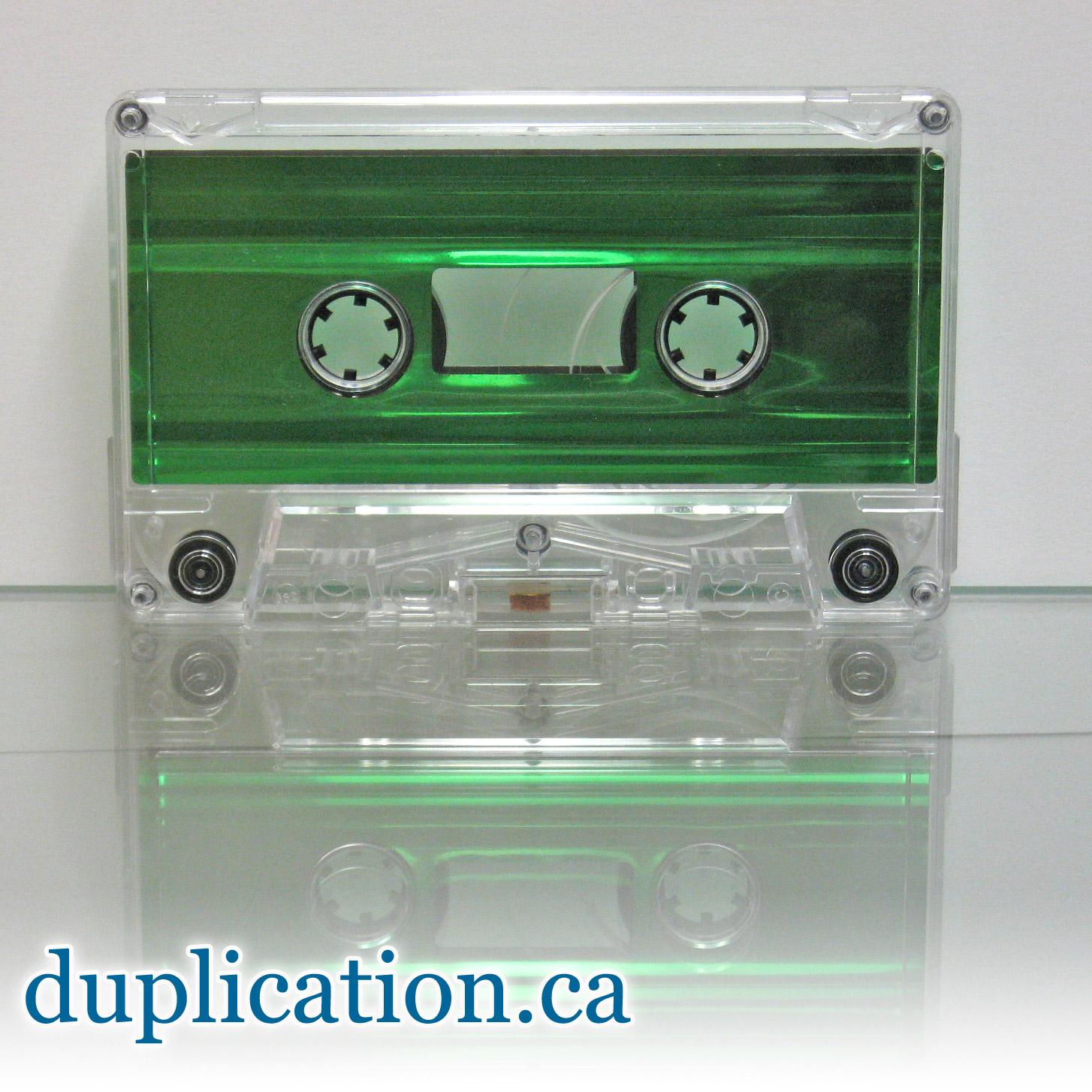 audio cassette with metallic green linrer