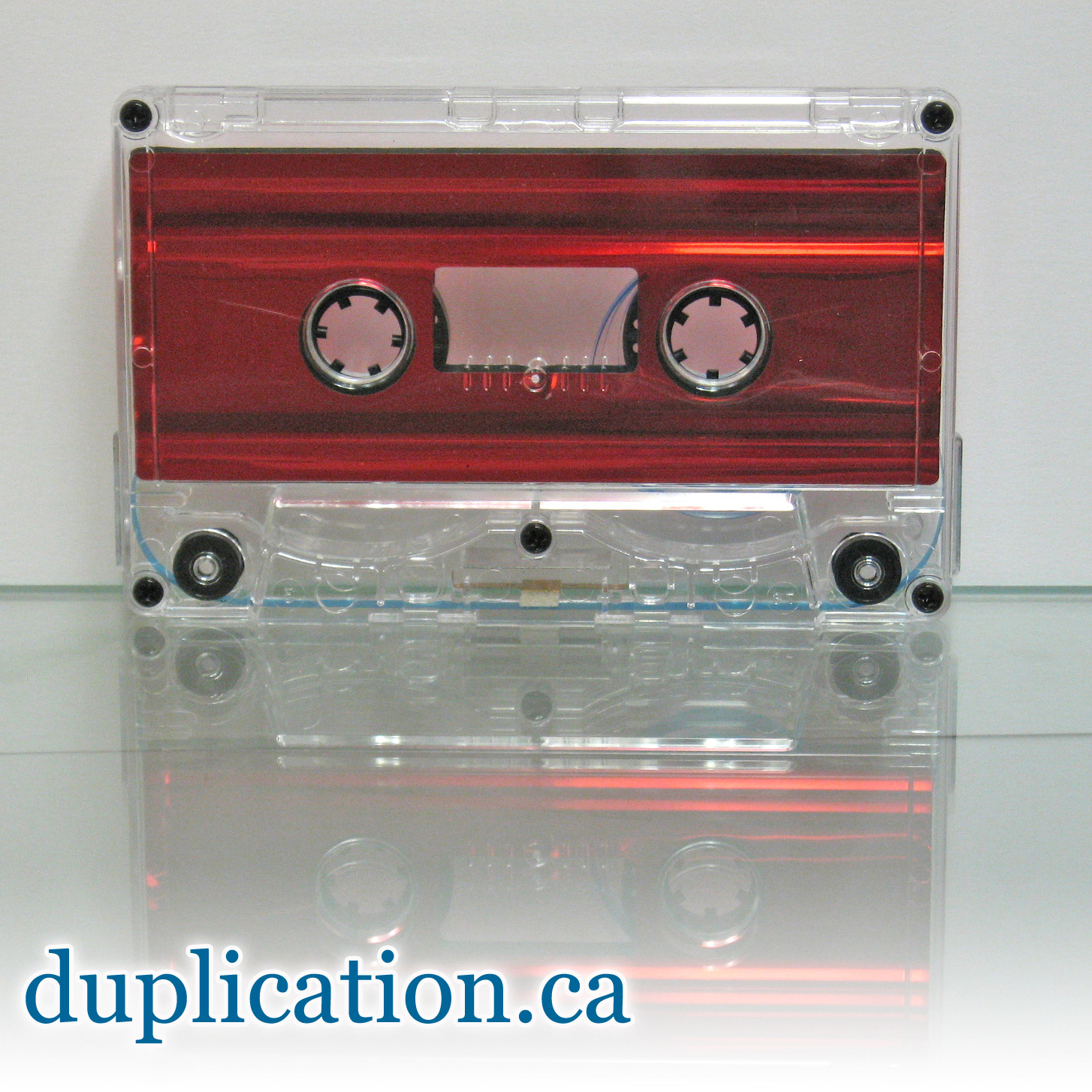 audio cassette with metallic red liner