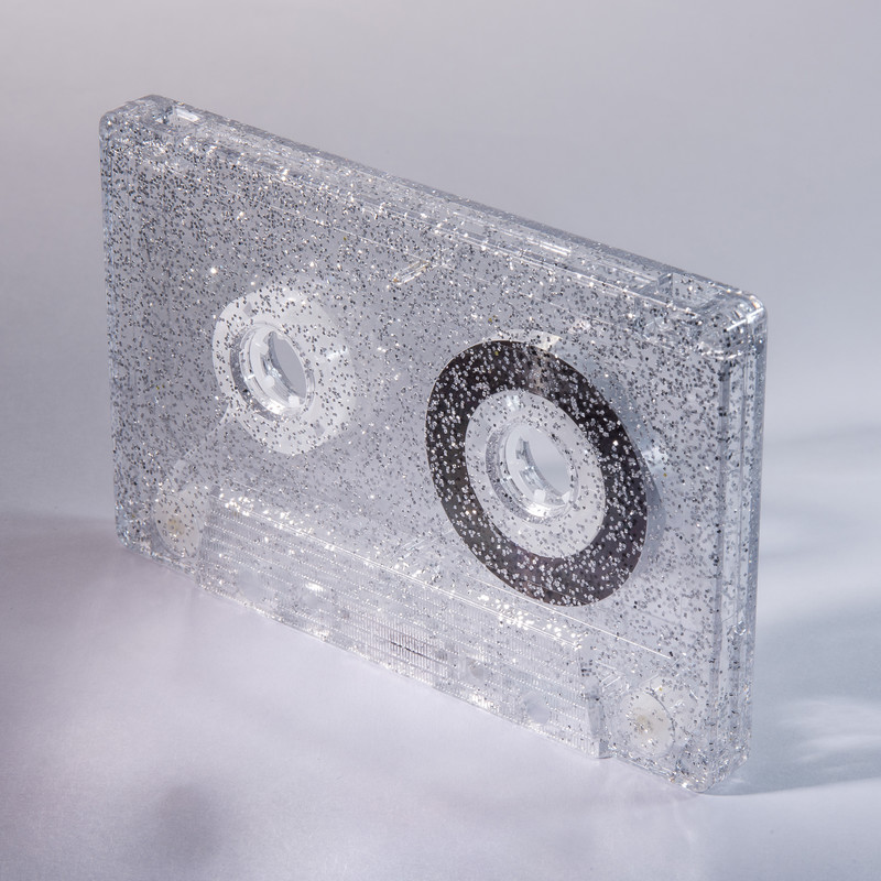 silver glitter cassette
