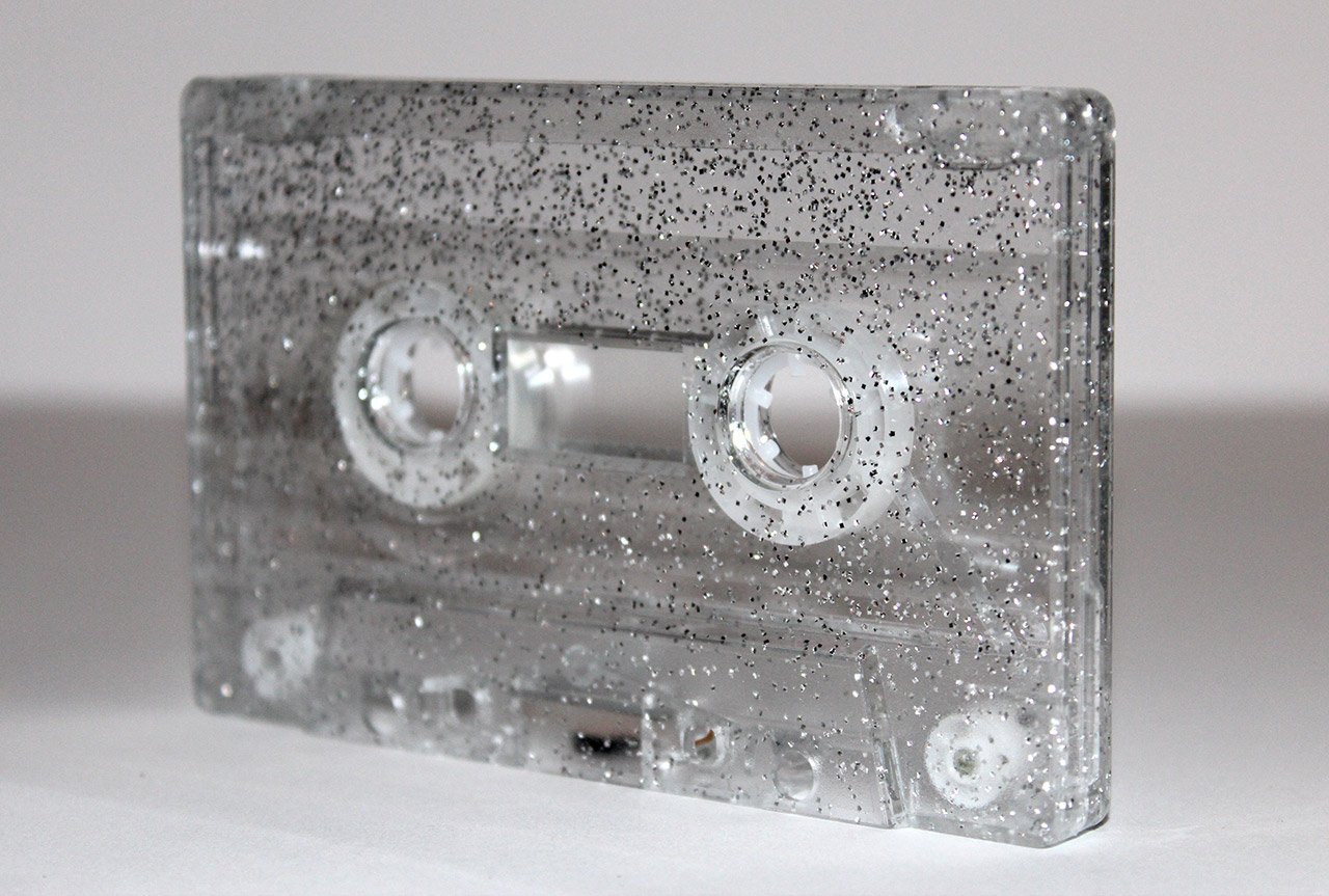 silver glitter cassette with soft window