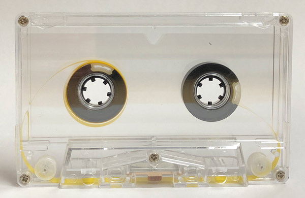 transparent cassette with black hubs