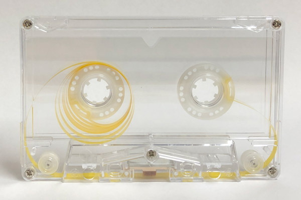 transparent cassette with white hubs