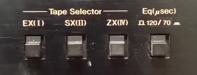 Bias and EQ buttons on tape recorder