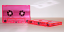 Florescent pink transparent cassette under room light