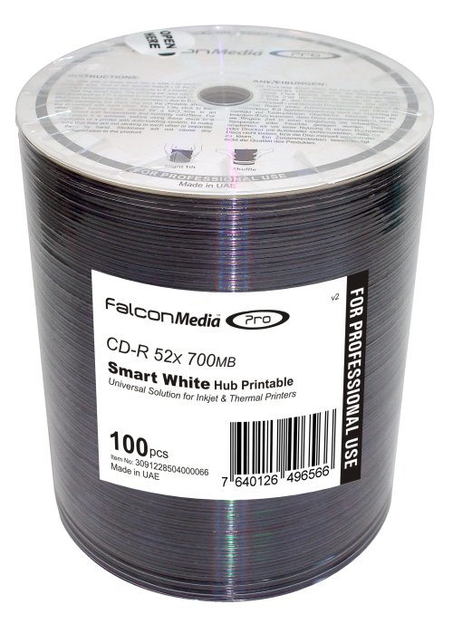 Falcon CD-R Smart White Universal Hub Printable #434 100pk