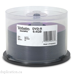VERBATIM DVD-R 9.4GB 2X DOUBLE SIDED 40PK SPINDLE