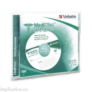 DVD-R 4.7GB 8X MediDisc, Verbatim Branded  & Thermal Printable 1pk Jewel Case