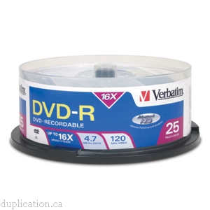 Verbatim DVD-R 4.7 GB 16x - 25pk spindle x 4 (100 discs)
