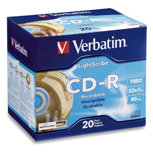 Verbatim - Verbatim LightScribe - CD-R 700 MB ( 80min ) 52x - slim jewel case - 10x20pk