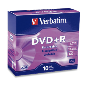 Verbatim - x DVD+R 4.7 GB 16x - slim jewel case - storage media 8x10pk