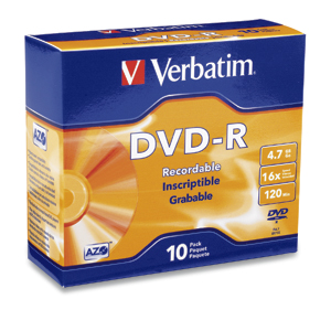 Verbatim - 10X10PK  x DVD-R 4.7 GB 16x - slim jewel case