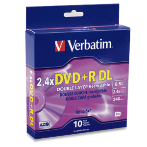 DVD+R DL 8.5GB 2.4X - 6X BRANDED SURFACE - Carton 10X10pk (100 discs)