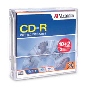 CD-R 80MIN 700MB 52X Branded 12pk Flip Box x 10