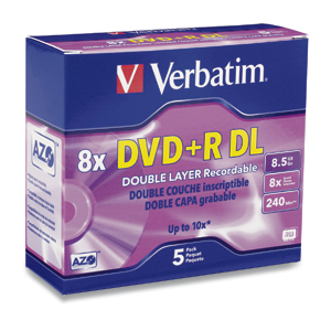 DVD+R Double Layer 8.5GB 8X, Branded 5pk Jewel Case Box