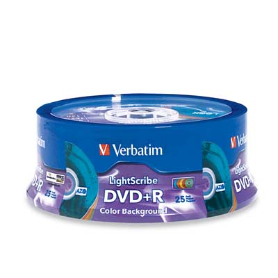 Verbatim 96432 DVD+R 4.7GB 16X Color LightScribe 4x25pk Spindle