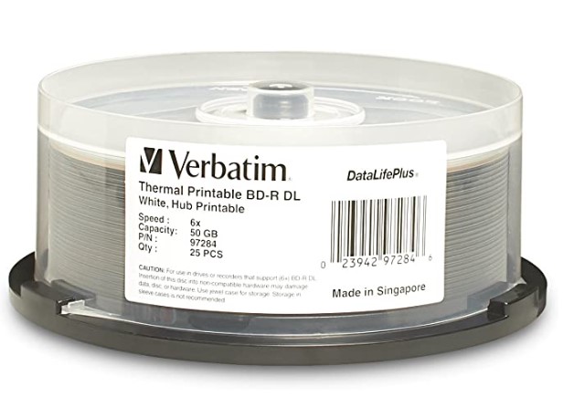 BD-R DL 50GB 6X DataLifePlus White Thermal Hub Printable (per disc)