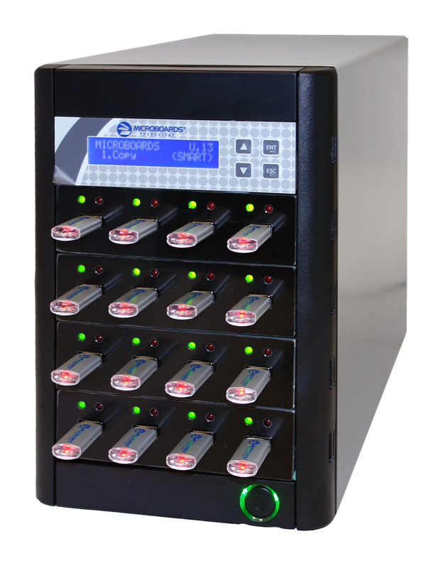 15-slot USB flash duplication tower, copy USB flash drives with a click of a button! 