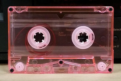 C-36 Fluorescent Pink (Tabs Out) loaded with Chrome tape  