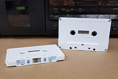 100 White C-Zero Audio Cassette Shells for Decoration and Art
