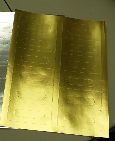 Gold Foil Audio Cassette Labels for Laser Printers - 12 Up, Square Bottom Corners