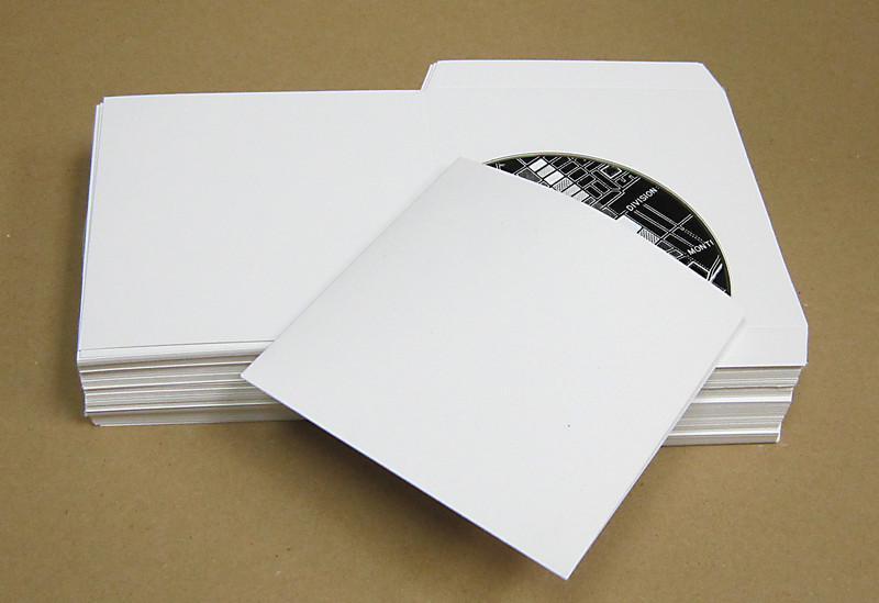 Flat White Cardboard Sleeves for CD-DVD 1000 pieces wholesale pricing