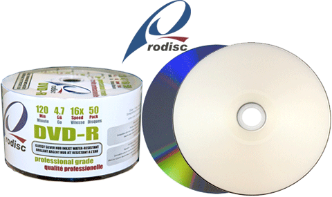Rodisc 16X Glossy Silver Inkjet Printable DVD-R 50pk