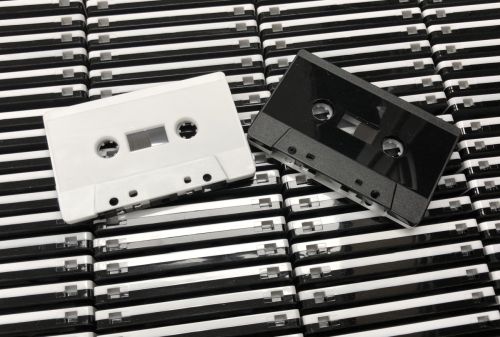 Two-Tone Black and White C-68 Audio Cassettes
