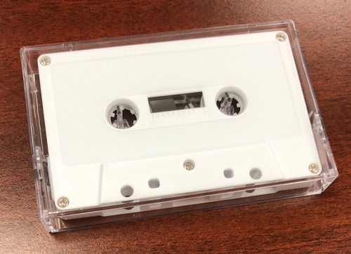 C-41 White Audio Cassettes, Tabs In, With Vintage-Style Case