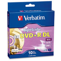 Verbatim LightScribe DVD+R dual layer, 8.5GB 8X speed, 10 pack box