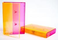 Fluorescent Orange / Fluorescent Pink Norelco Case for Audio Cassettes