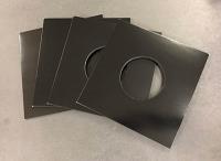 Black 7 Inch Record Jackets with Holes, Glossy Board - 100 Pack