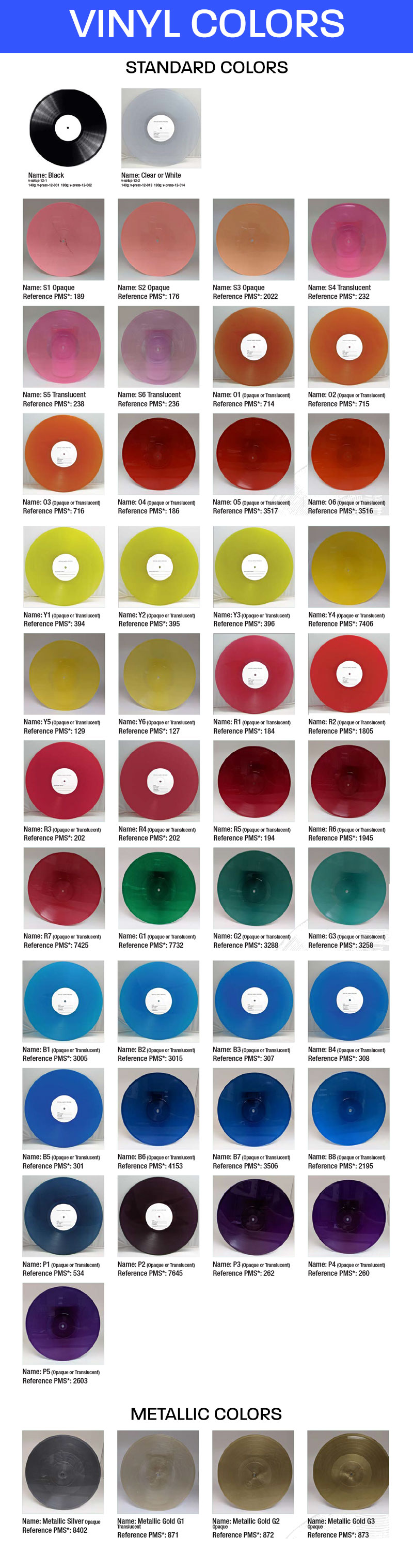 Vinyl colors from Duplication.ca