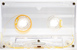 Transparent cassette with yellow leaders and white hubs